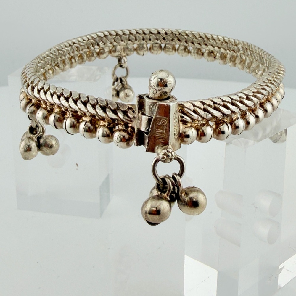 Vintage Sterling Silver jingle  Anklet anklets 30g / Payal Rajasthan Style - Picture 3 of 15